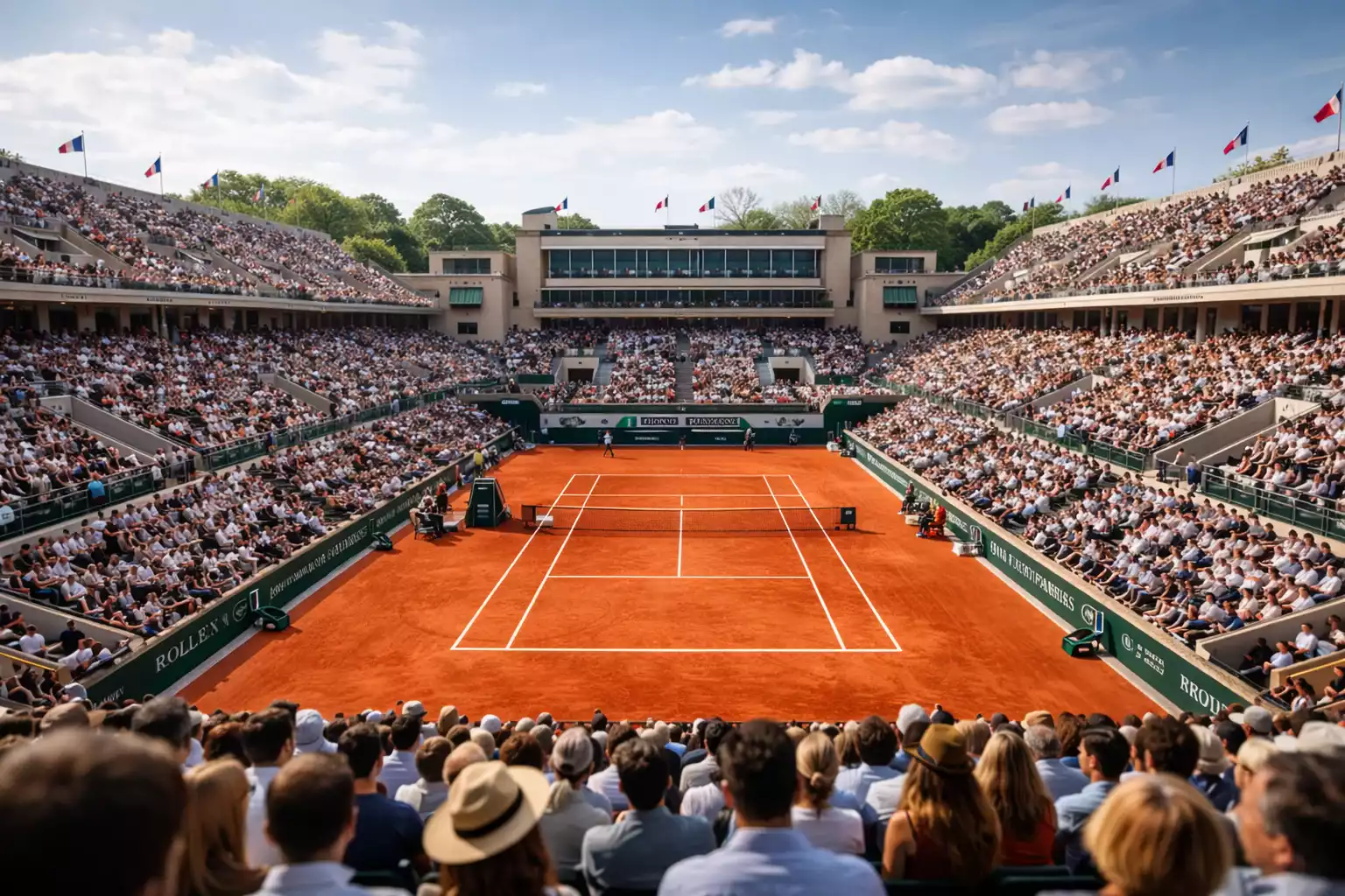 Campo centrale del Roland Garros in terra battuta